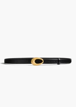 Olivia Belt in Black Leather with Gold