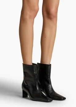 Ona Ankle Boot in Black Glazed Leather