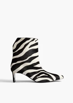 Ona Ankle Boot in Zebra Print Haircalf