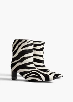 Ona Ankle Boot in Zebra Print Haircalf
