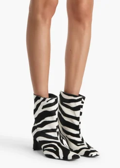 Ona Ankle Boot in Zebra Print Haircalf