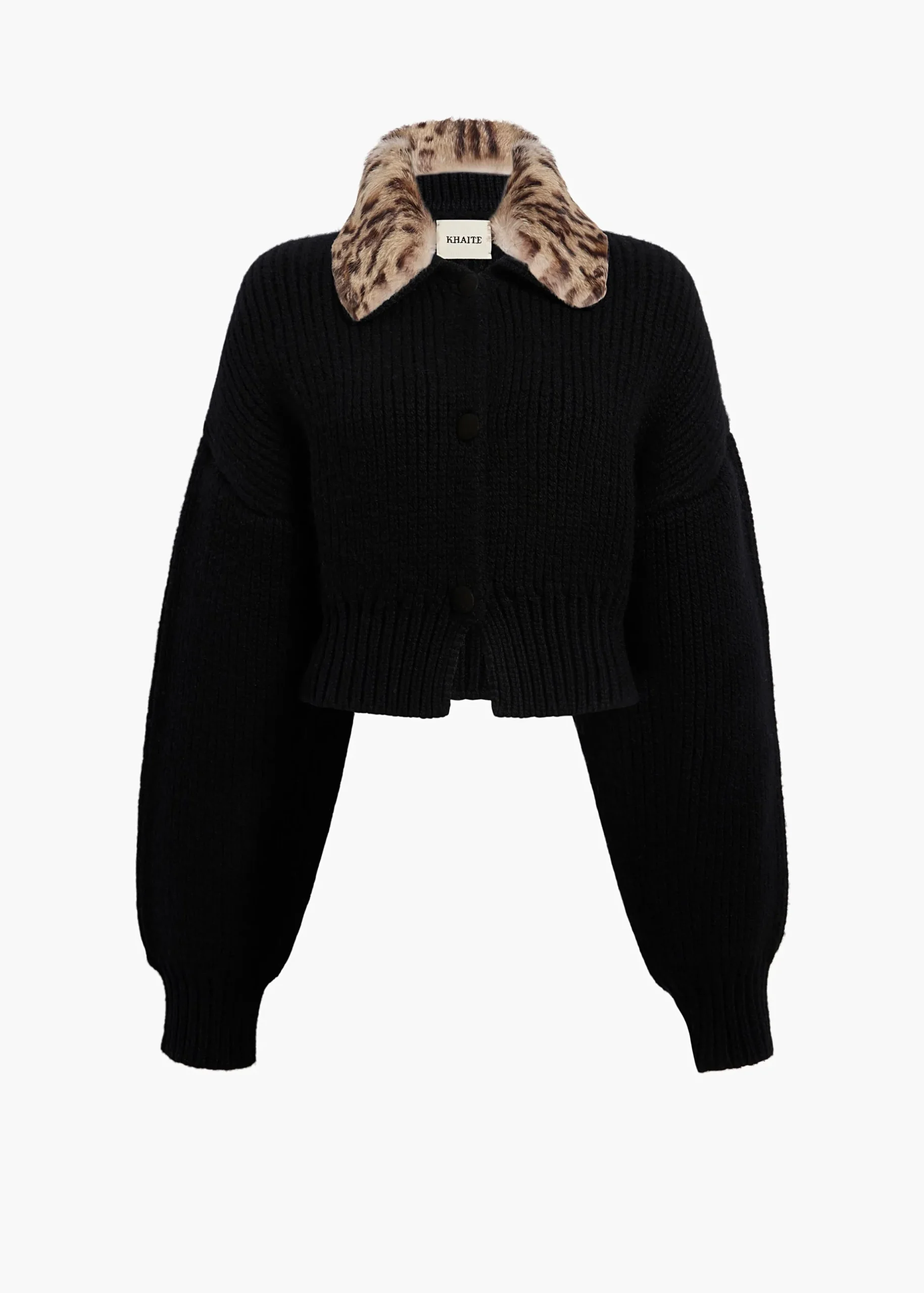 Pomero Jacket in Black with Rabbit Fur Collar