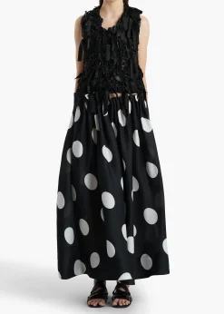Riley Skirt in Black with White Dots