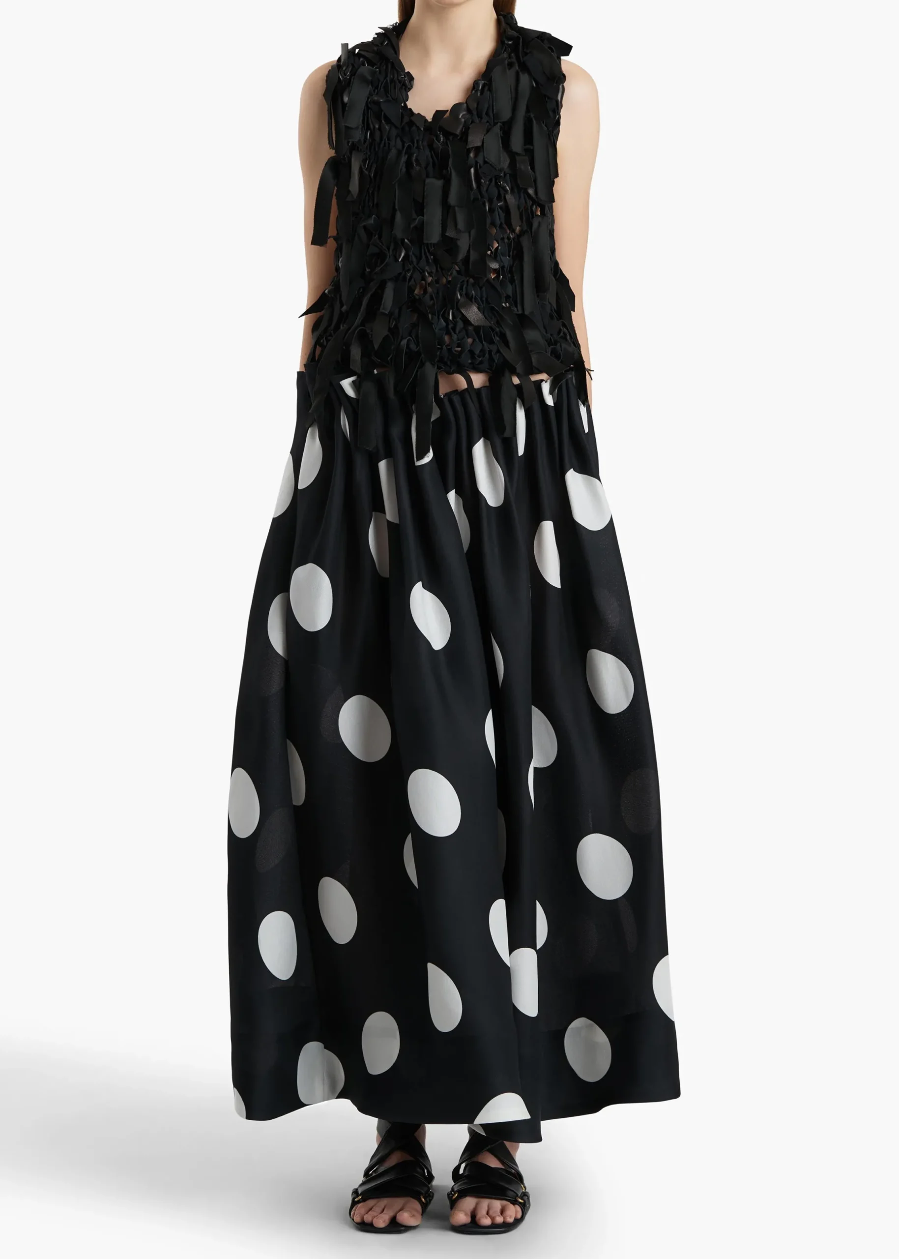 Riley Skirt in Black with White Dots