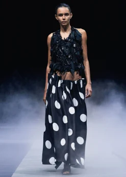 Riley Skirt in Black with White Dots