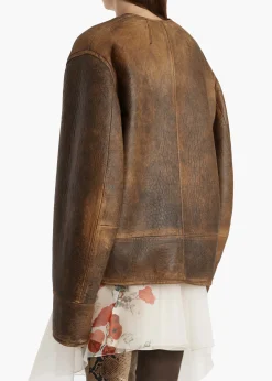Ruban Jacket in Dark Brown Distressed Leather