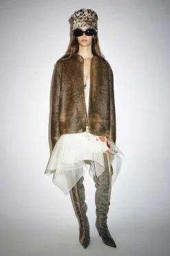 Ruban Jacket in Dark Brown Distressed Leather