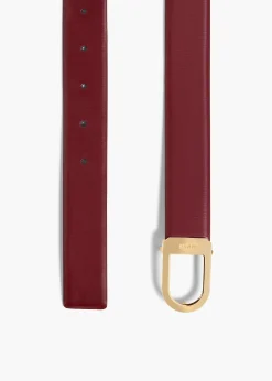 Saddle Belt in Oxblood Leather with Gold