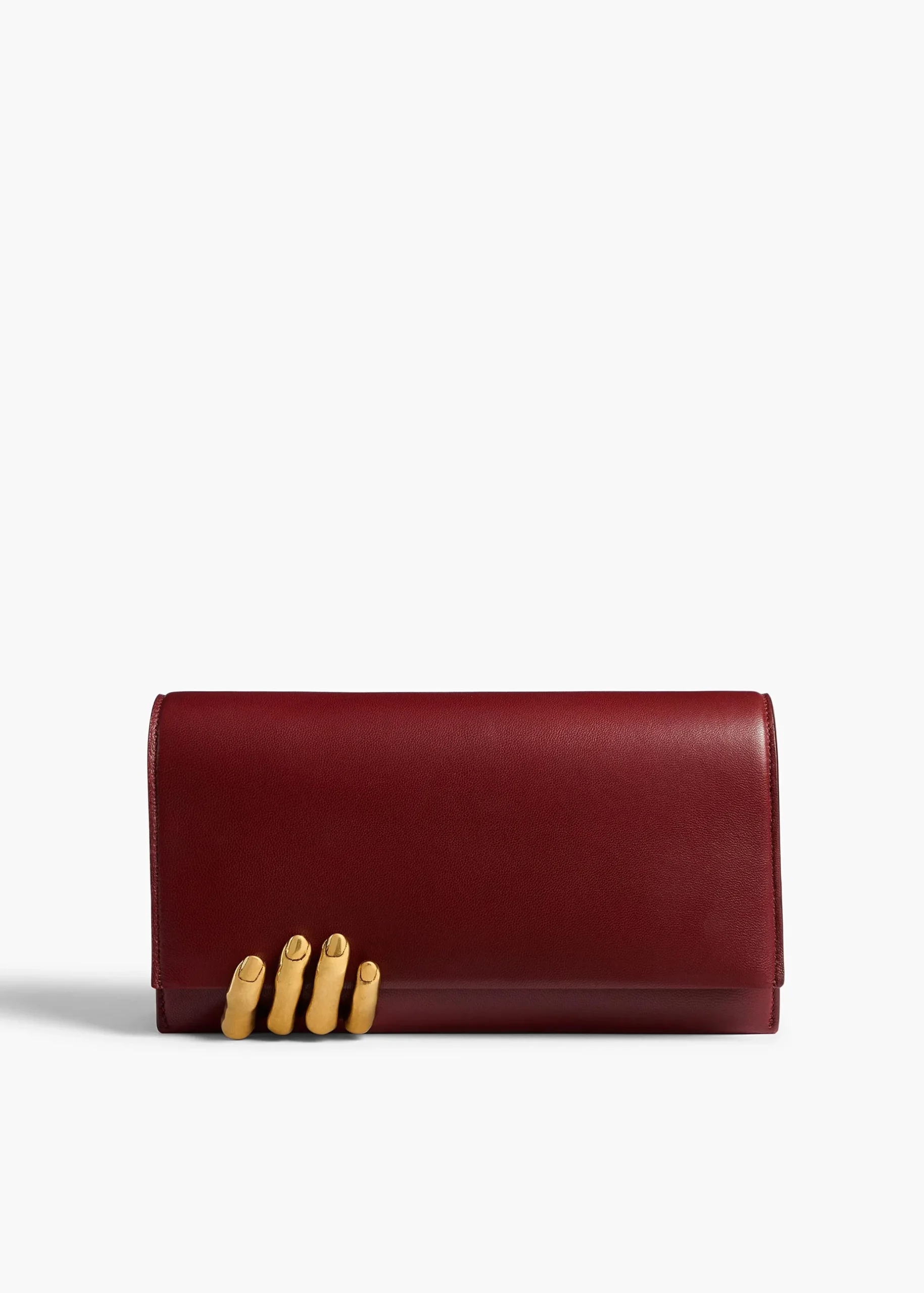 Sculpted Hand Clutch in Oxblood Leather