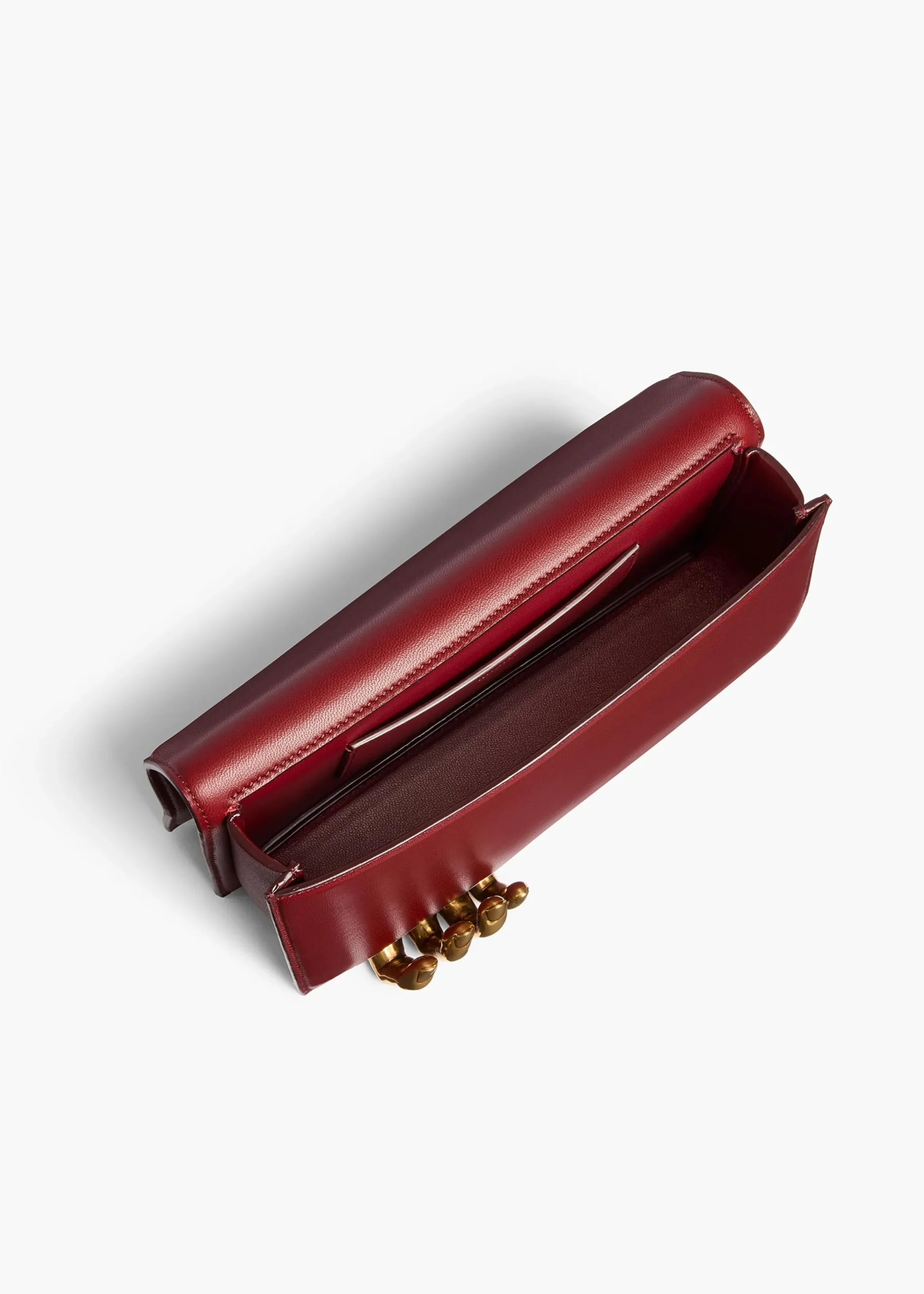 Sculpted Hand Clutch in Oxblood Leather