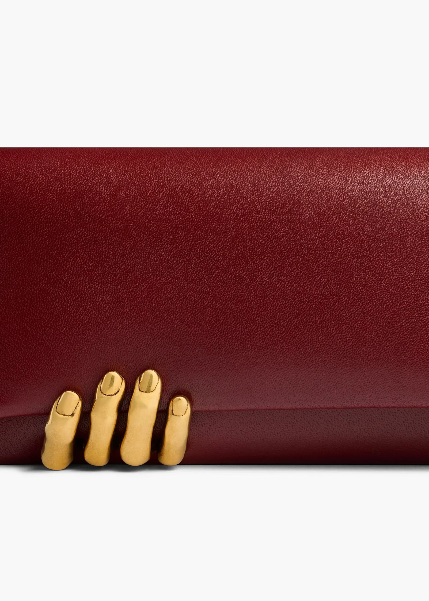 Sculpted Hand Clutch in Oxblood Leather