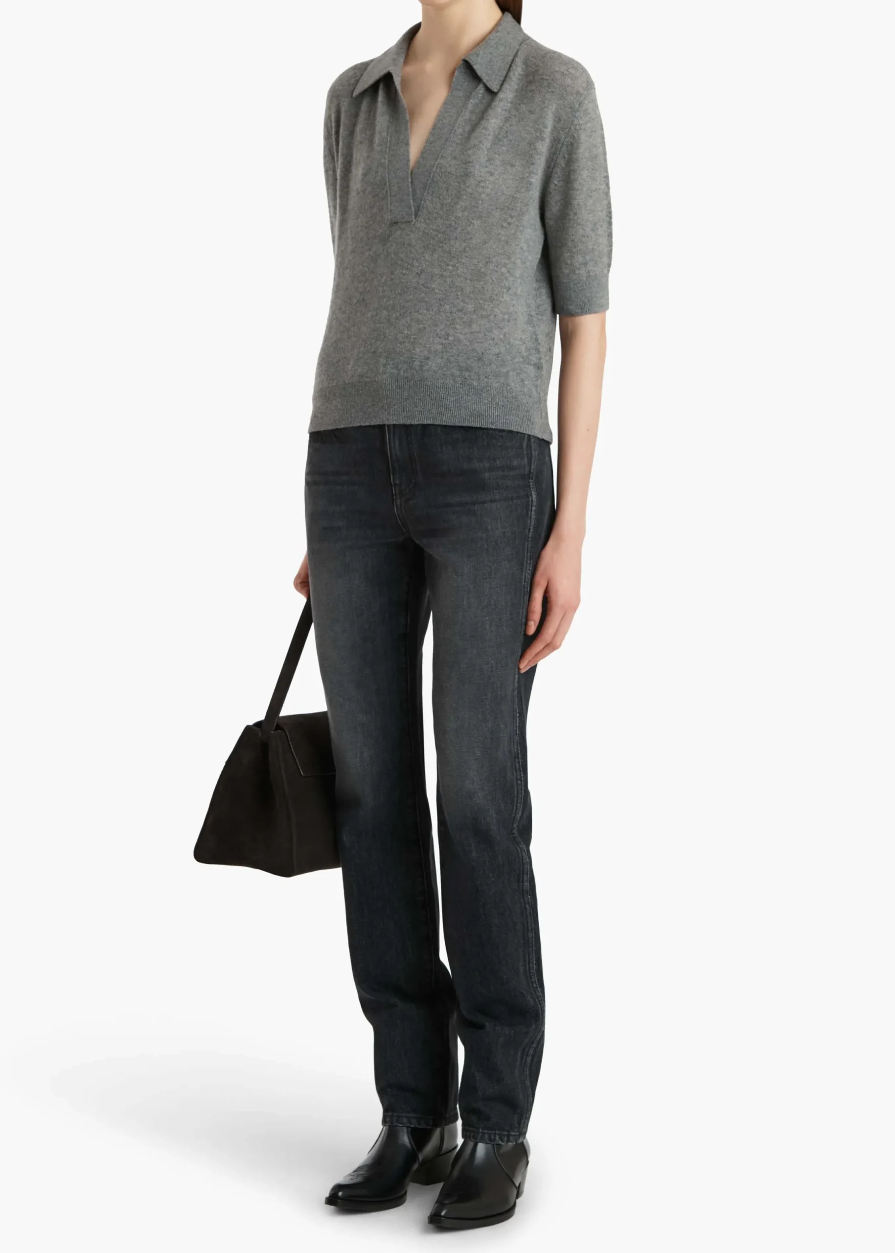 Shrunken Jo Sweater in Warm Grey