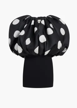 Siel Dress in Black with Large White Dots
