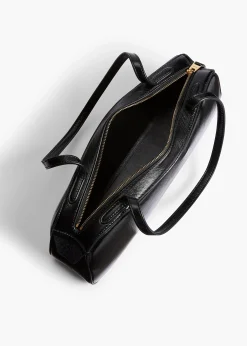 Simona Shoulder Bag in Black Crackle Patent Leather