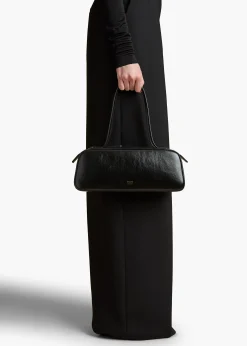 Simona Shoulder Bag in Black Crackle Patent Leather