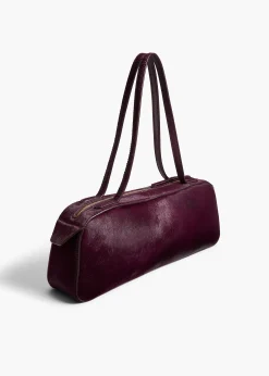 Simona Shoulder Bag in Eggplant Haircalf