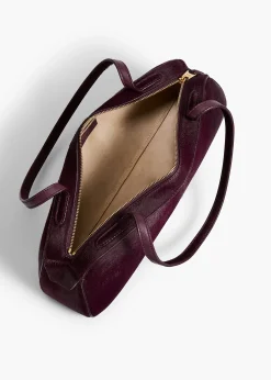 Simona Shoulder Bag in Eggplant Haircalf