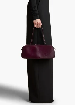 Simona Shoulder Bag in Eggplant Haircalf