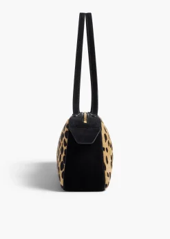 Simona Shoulder Bag in Hyena Print Haircalf