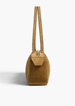 Simona Shoulder Bag in Mud Suede