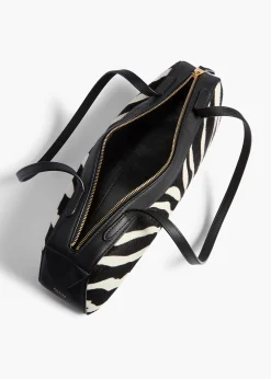 Simona Shoulder Bag in Zebra Print Haircalf