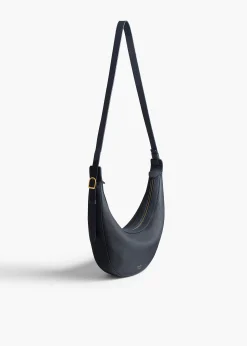 Small Augustina Crossbody Bag in Midnight Pebbled Leather