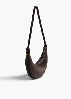 Small Augustina Crossbody Bag in Dark Brown Suede