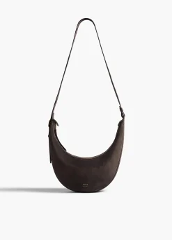 Small Augustina Crossbody Bag in Dark Brown Suede