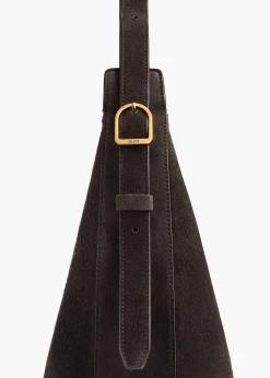 Small Augustina Crossbody Bag in Dark Brown Suede