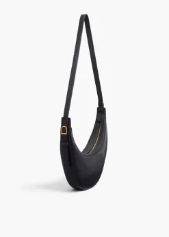 Small Augustina Crossbody Bag in Black Pebbled Leather