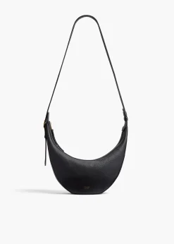 Small Augustina Crossbody Bag in Black Pebbled Leather