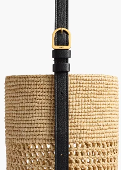 Small Billie Bucket Bag in Natural and Lead Raffia