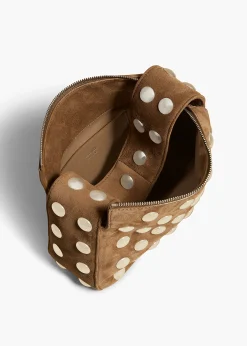Small Elena Bag in Mud Suede with Studs