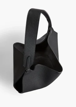 Small Lotus Tote in Black Pebbled Leather