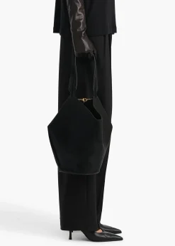 Small Lotus Tote in Black Haircalf