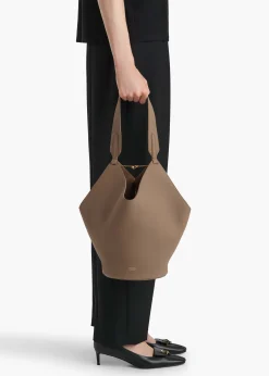 Small Lotus Tote in Mokka Pebbled Leather