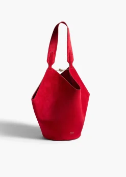 Small Lotus Tote in Ruby Suede