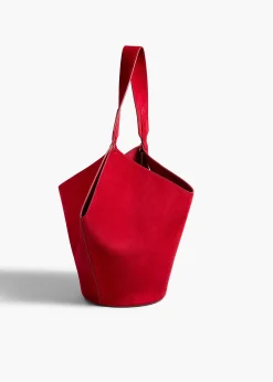 Small Lotus Tote in Ruby Suede