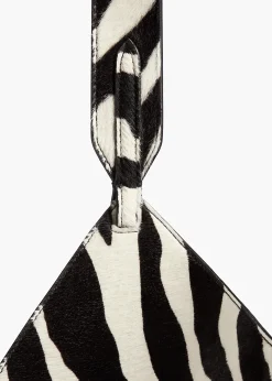 Small Lotus Tote in Zebra Print Haircalf and Black Suede