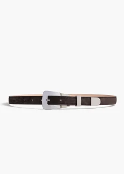 Small Lucca Belt in Dark Brown Suede with Silver
