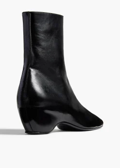 Sybil Ankle Boot in Black Glazed Leather