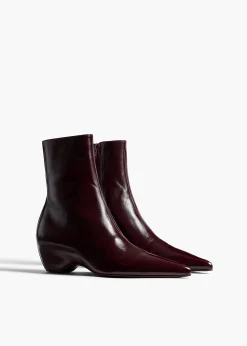 Sybil Ankle Boot in Bordeaux Glazed Leather