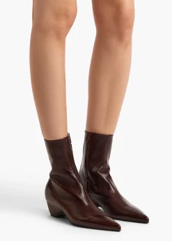 Sybil Ankle Boot in Bordeaux Glazed Leather
