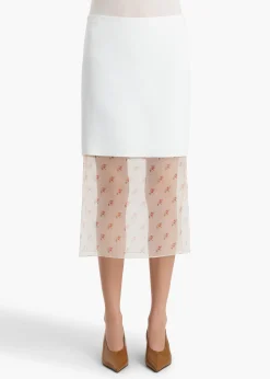 Sybil Skirt in Chalk with Ditsy Rose Print