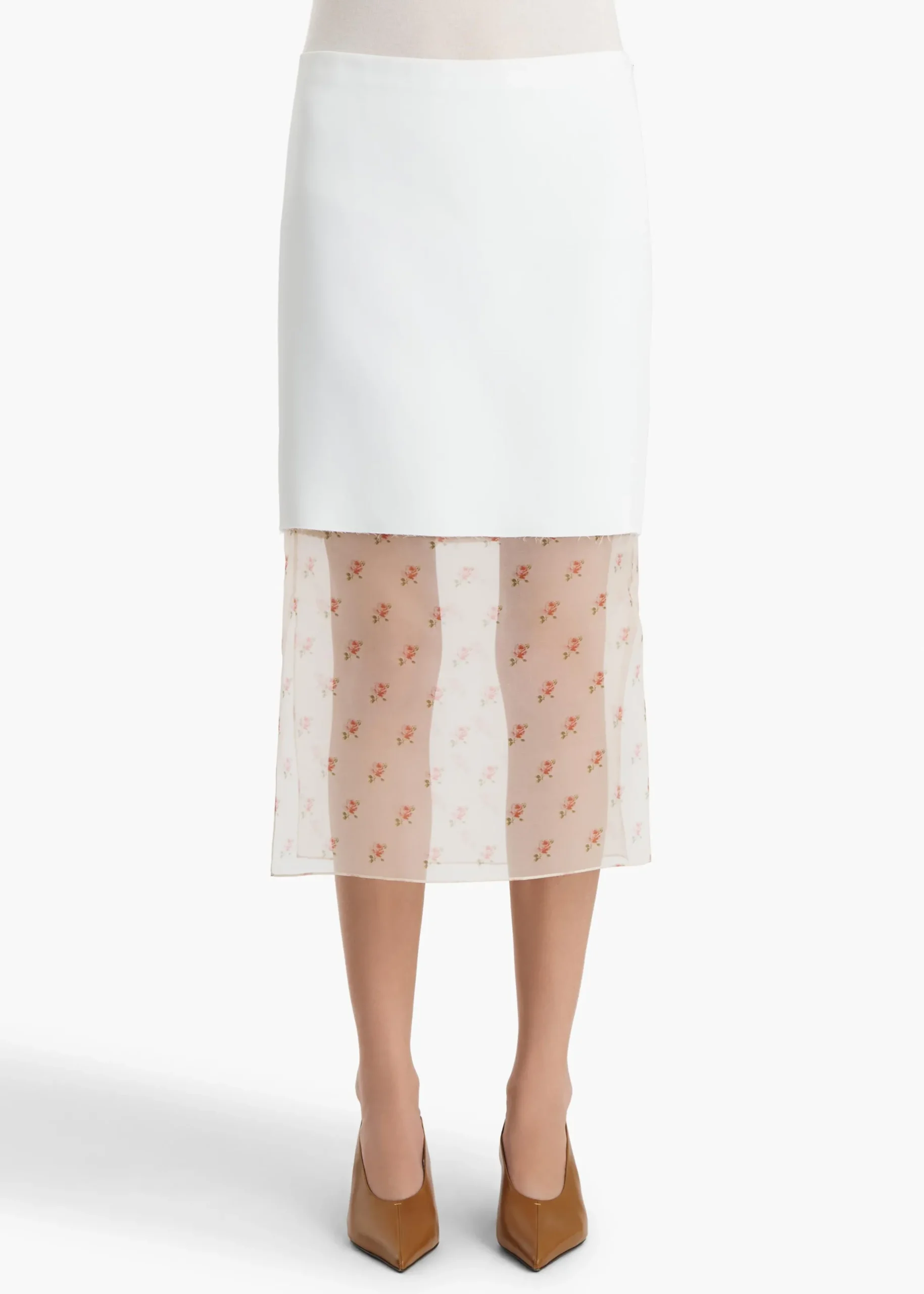Sybil Skirt in Chalk with Ditsy Rose Print