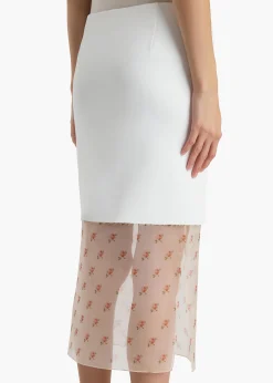Sybil Skirt in Chalk with Ditsy Rose Print