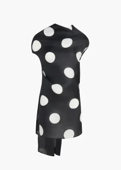 Tatia Dress in Black with White Large Dots
