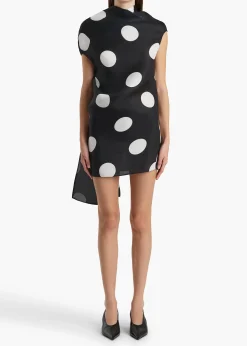 Tatia Dress in Black with White Large Dots