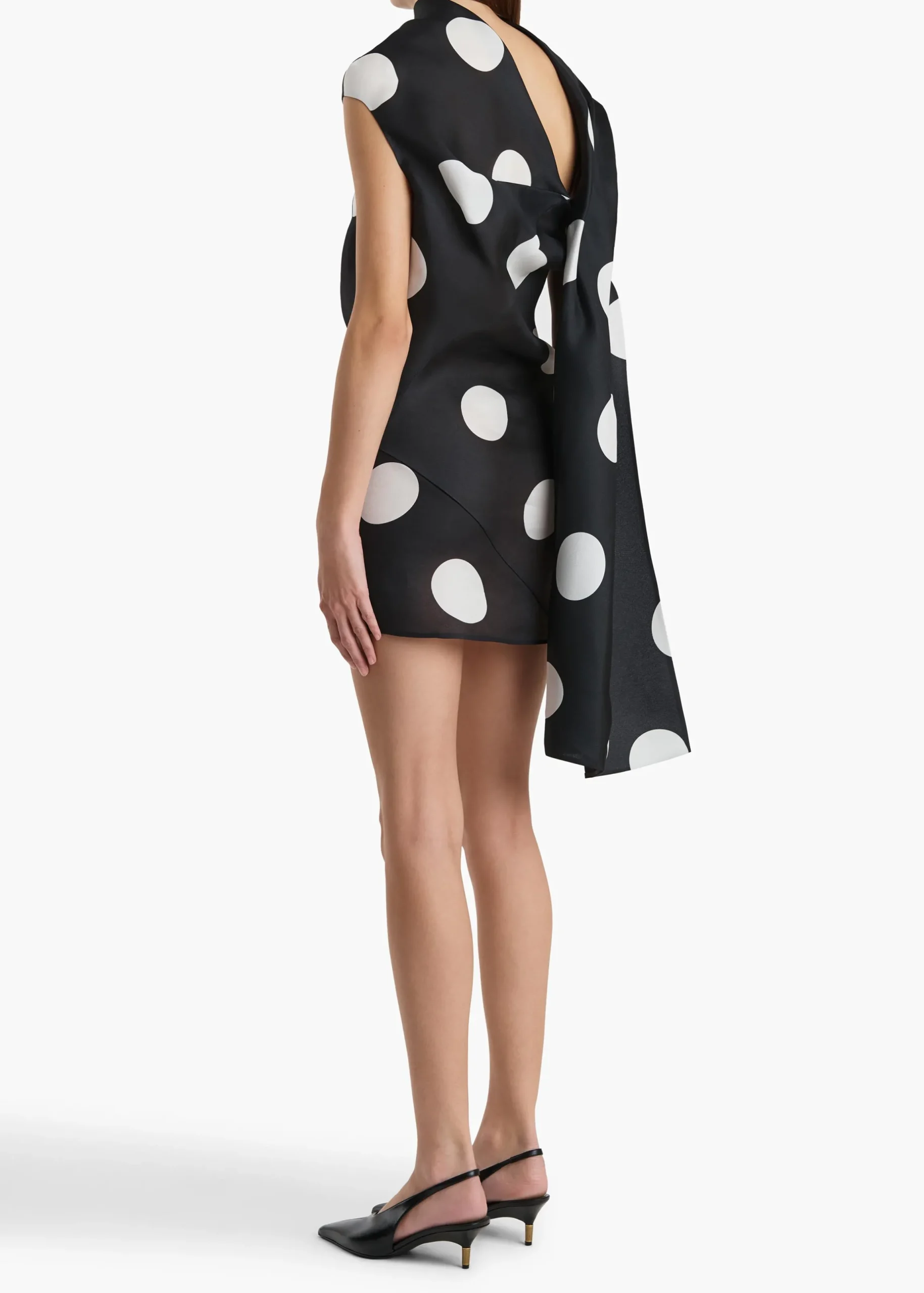 Tatia Dress in Black with White Large Dots