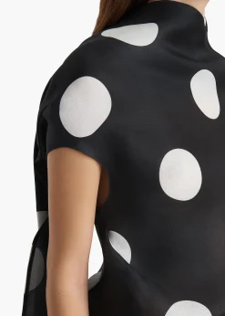 Tatia Dress in Black with White Large Dots